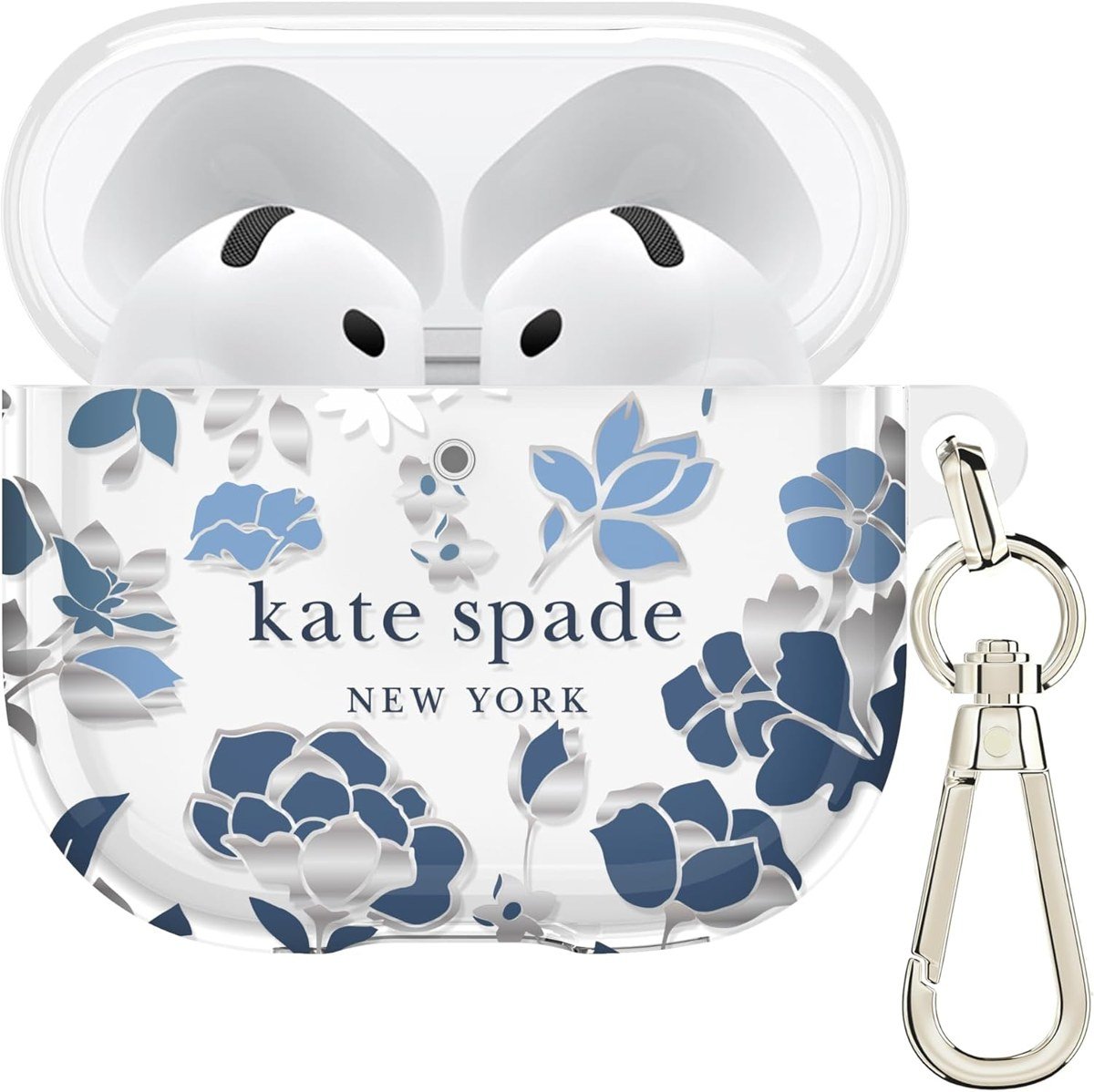 kate spade new york Flowerbed Blue case for AirPods 5 with keychain