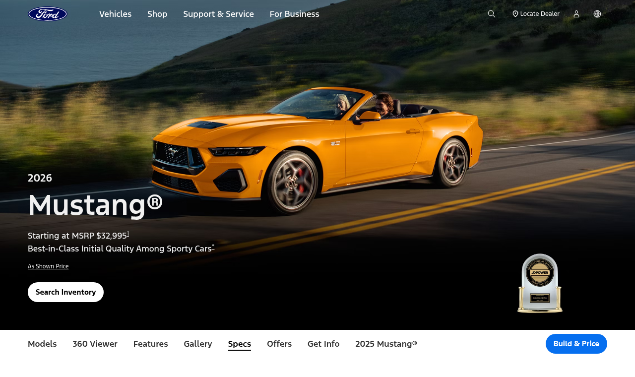 2026 Ford Mustang convertible in orange on the Ford site