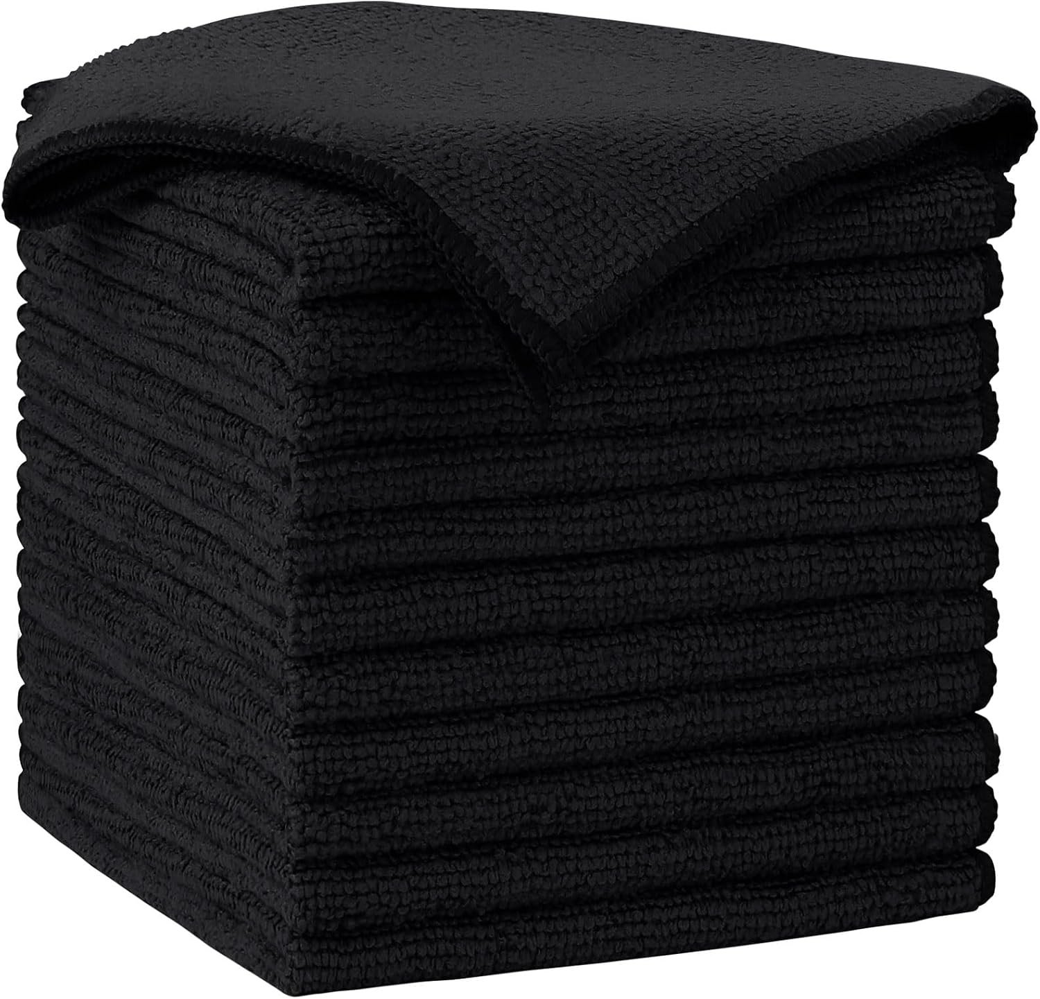 AIDEA black microfiber cleaning cloths 12 pack