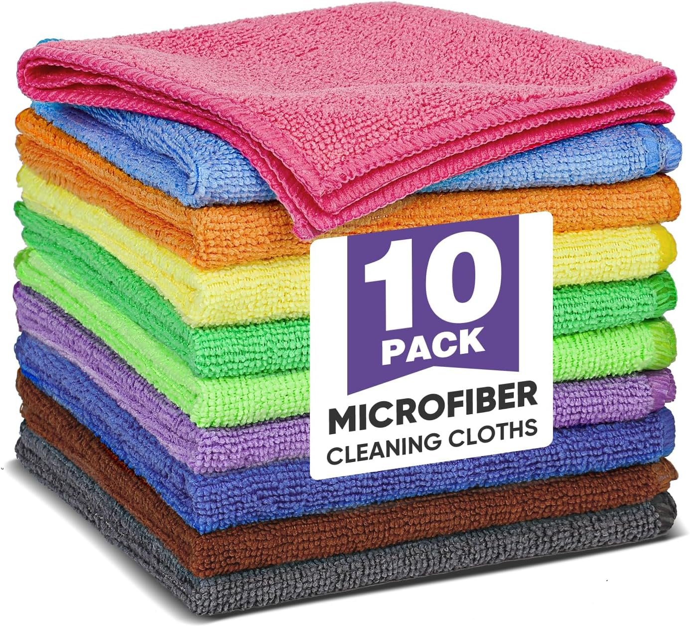 TEAWOO microfiber cleaning cloths in ten colours