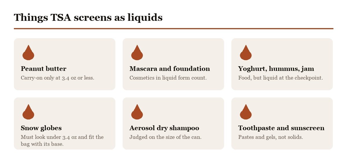Everyday items TSA treats as liquids