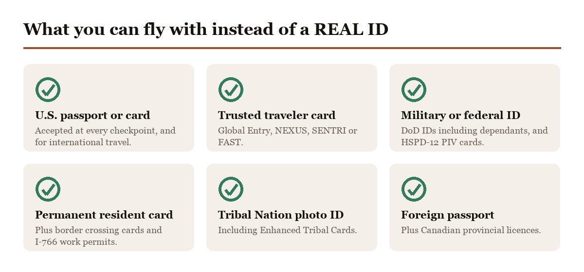 Acceptable alternatives to a REAL ID