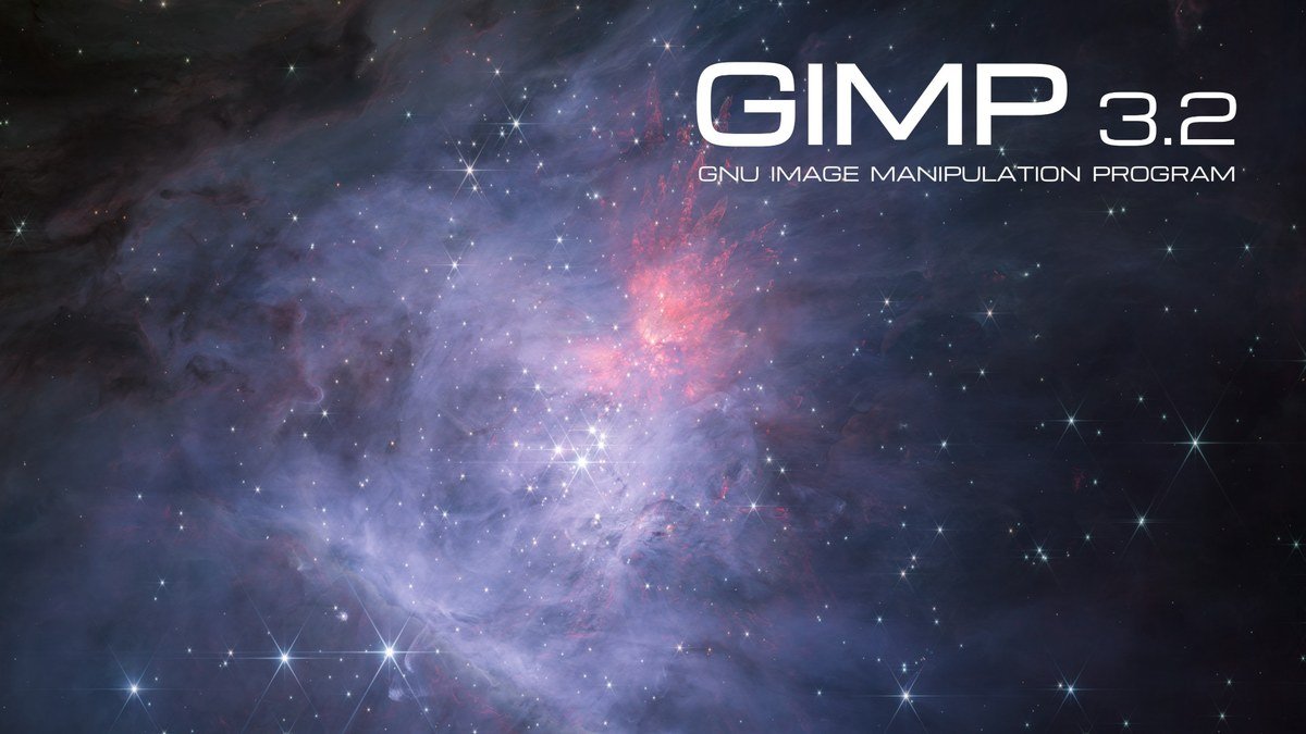 GIMP 3.2 splash artwork for the free open source raster image editor