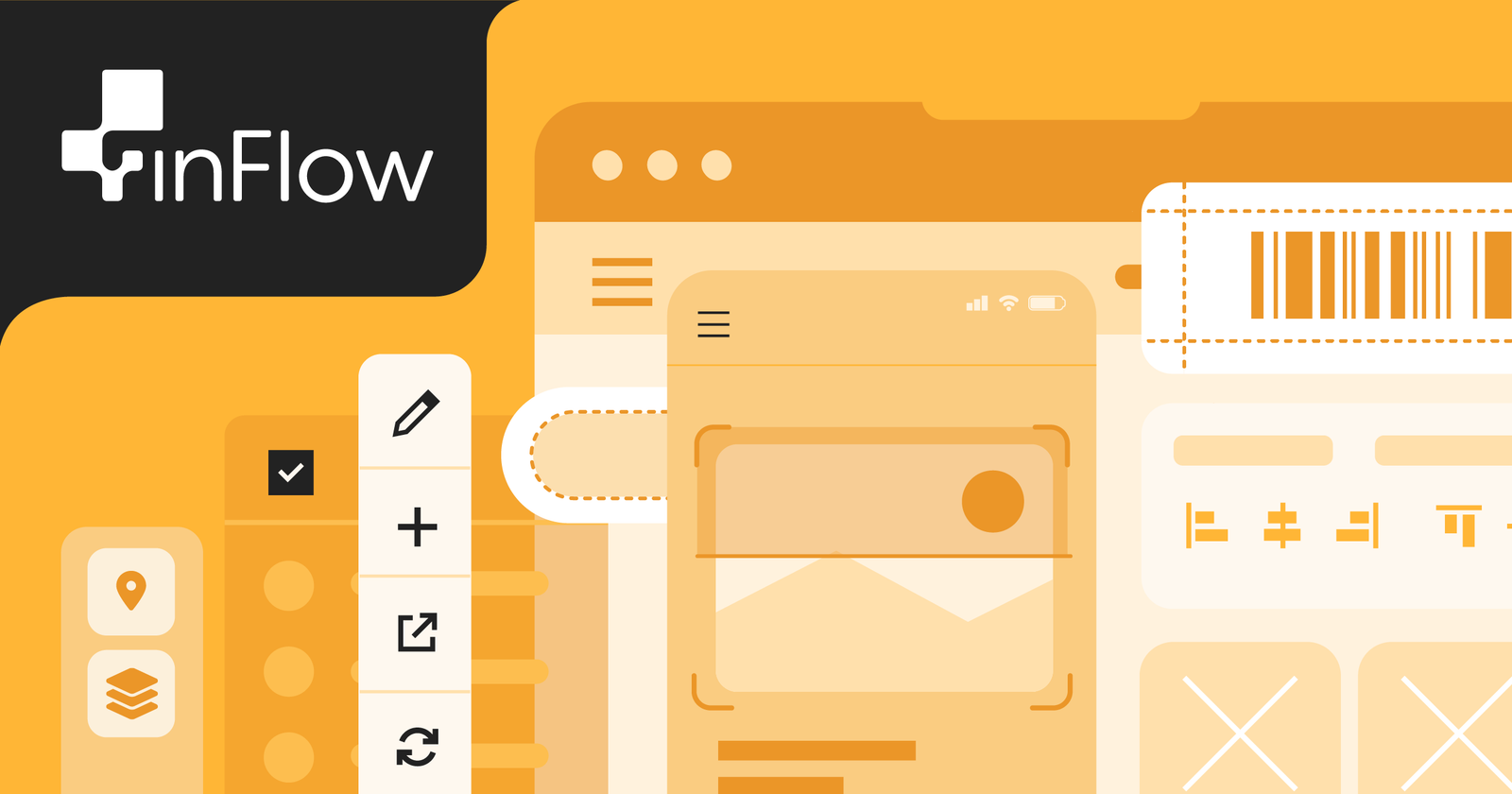 inFlow Inventory barcode and order management graphic