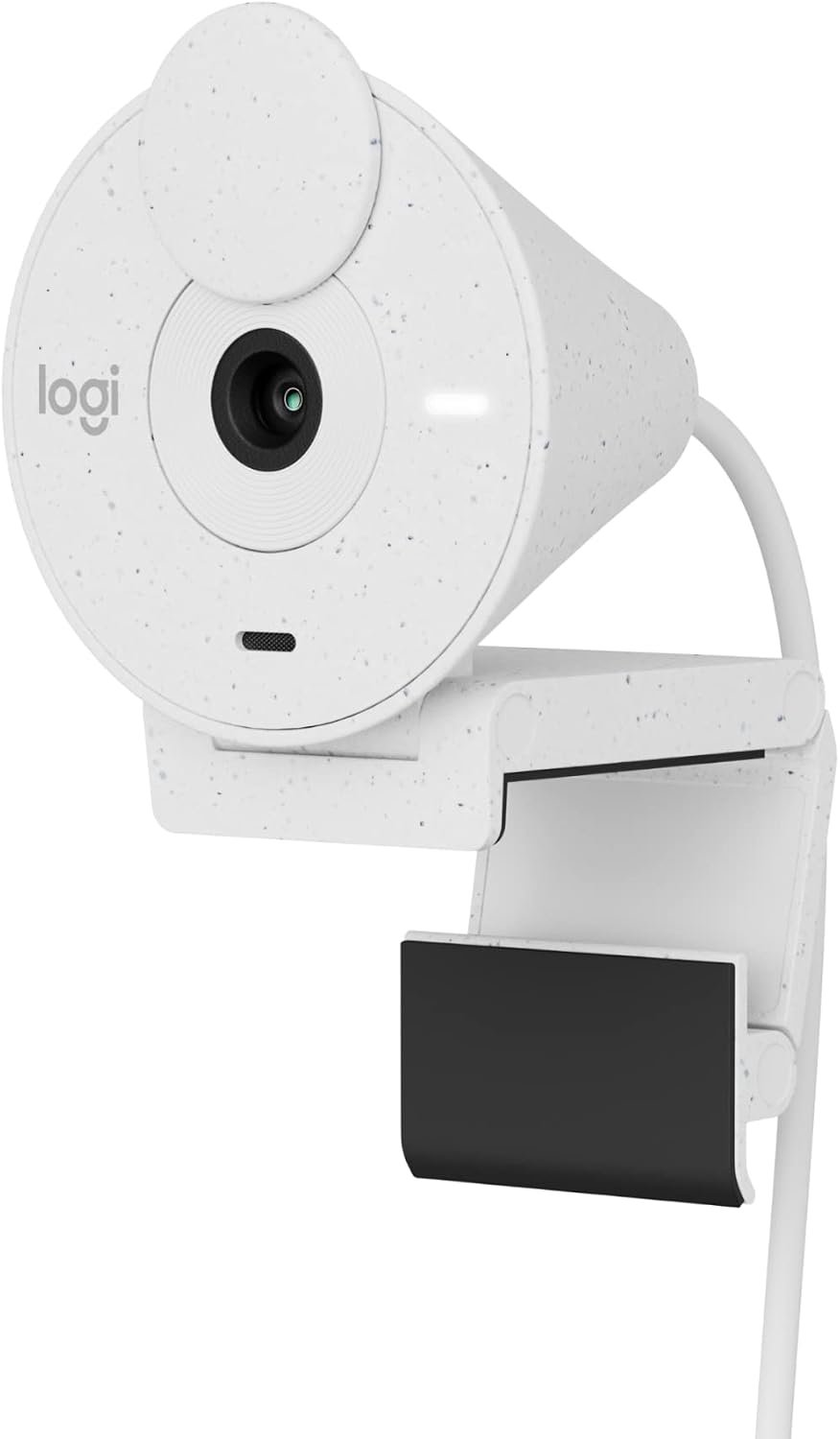 Logitech Brio 300 compact webcam with twist privacy shutter