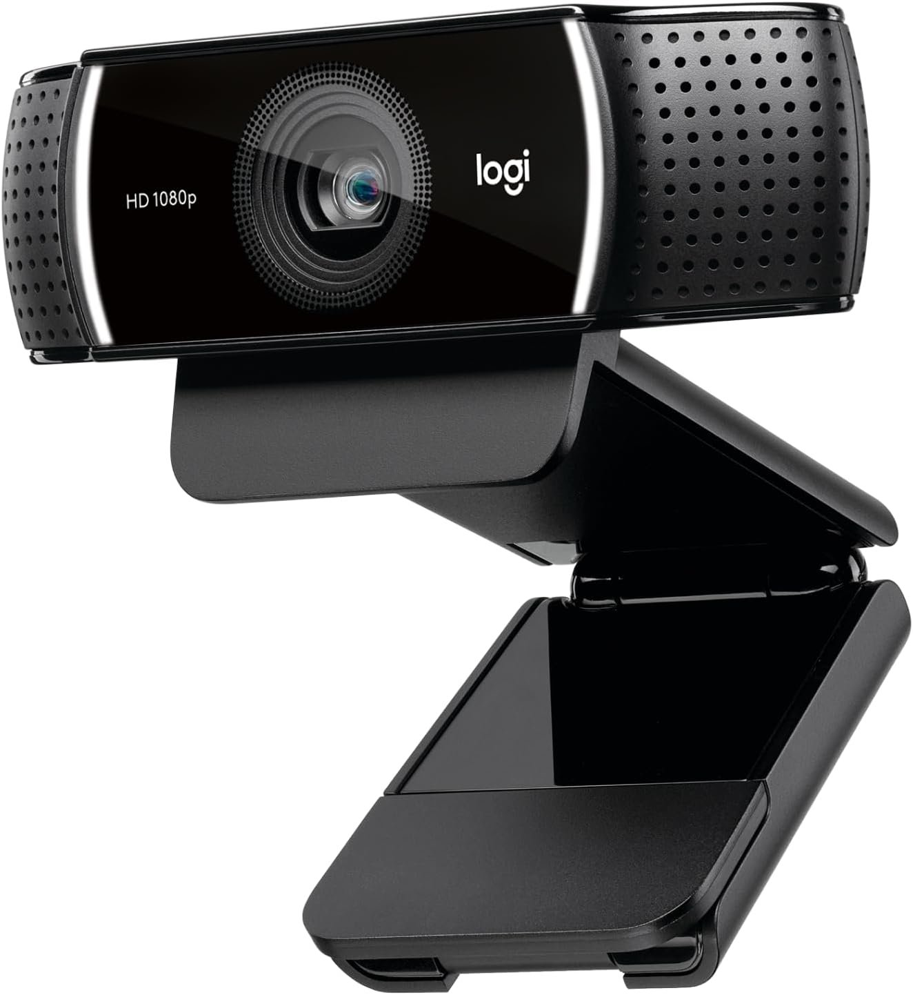 Logitech C922x Pro Stream webcam on a tripod mount