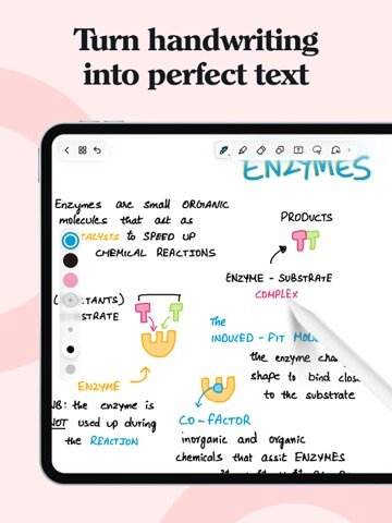 Noteshelf 3 on iPad converting handwritten notes into typed text