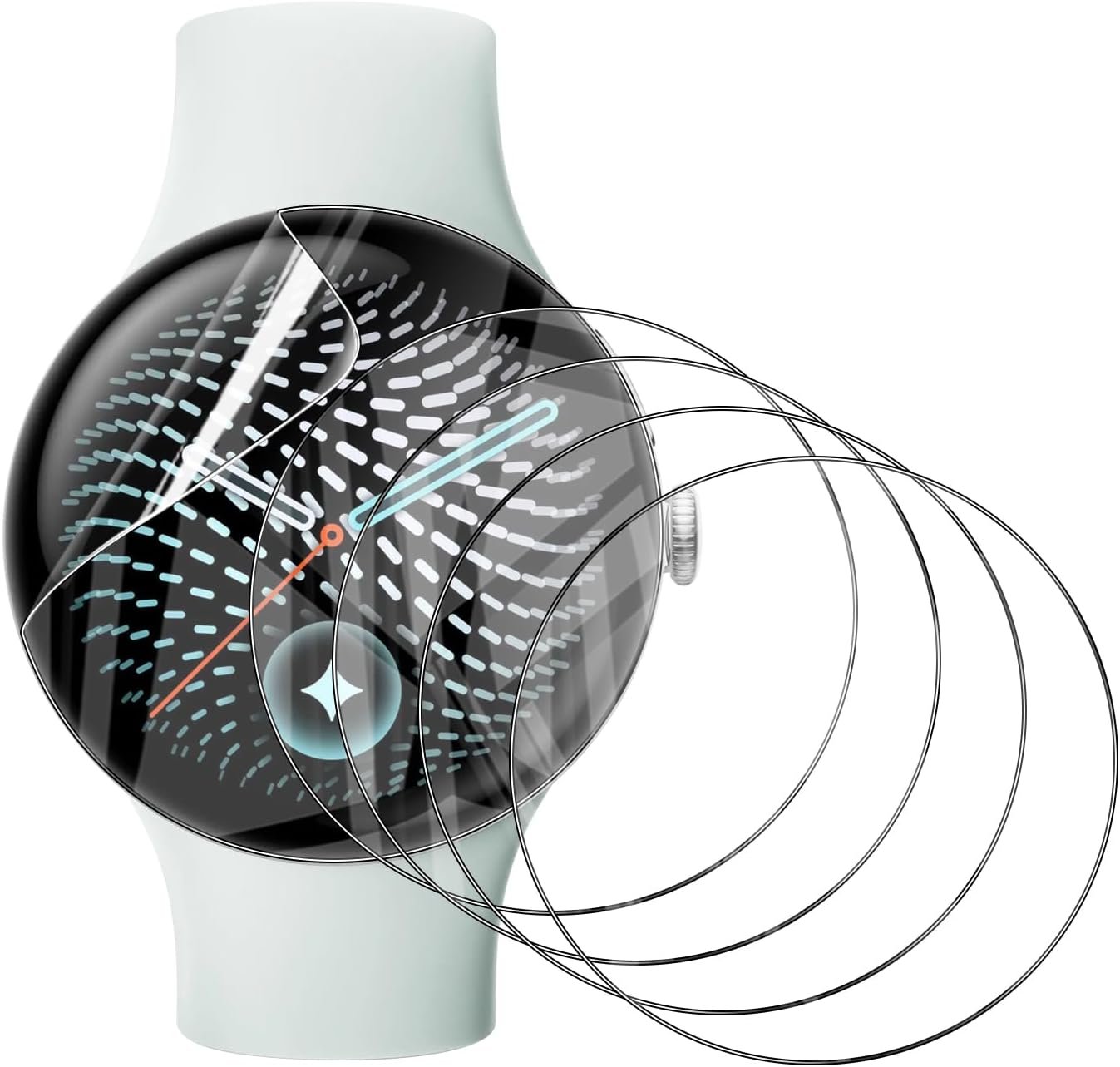 Five-pack of 0.13mm flexible TPU screen protectors for the 41mm Google Pixel Watch 4