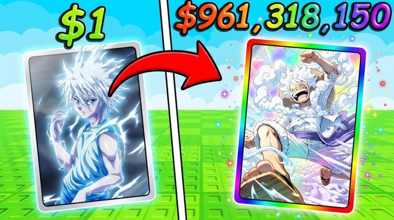 Anime Card Farm pull showing a one dollar card beside a card earning 961 million
