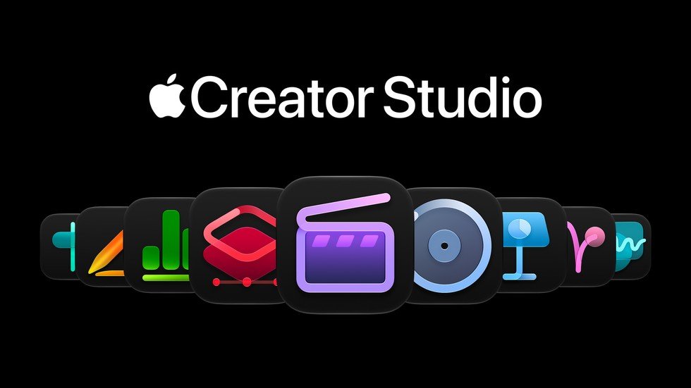 Apple Creator Studio app icons on a dark background