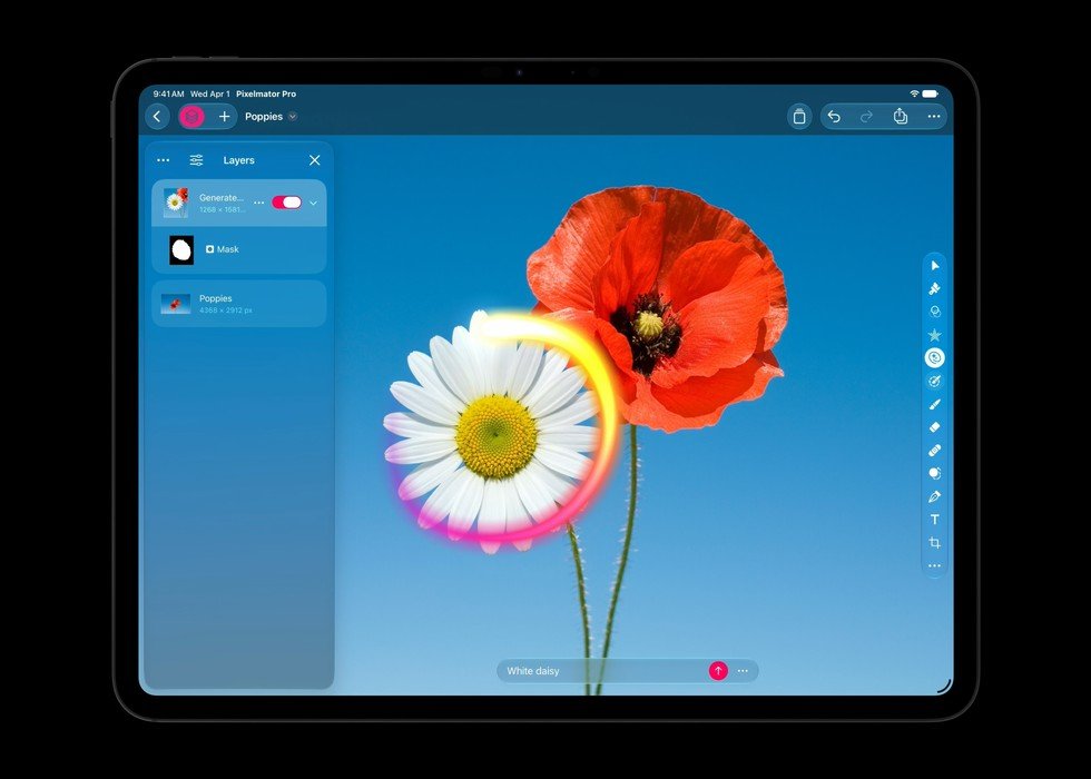 Generate Fill editing a photo in Pixelmator Pro