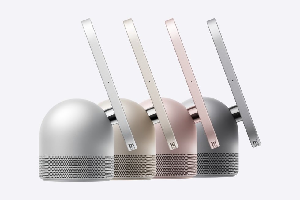 Apple HomeView tabletop hub shown in four colours