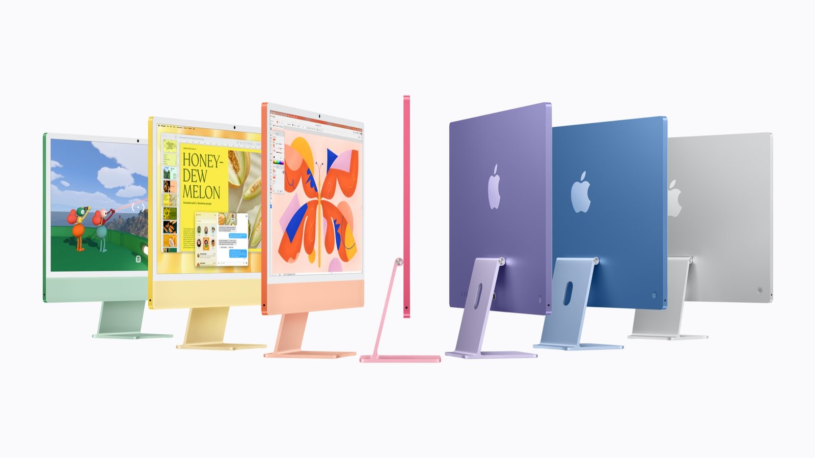 iMac with M6 shown in all seven colour options