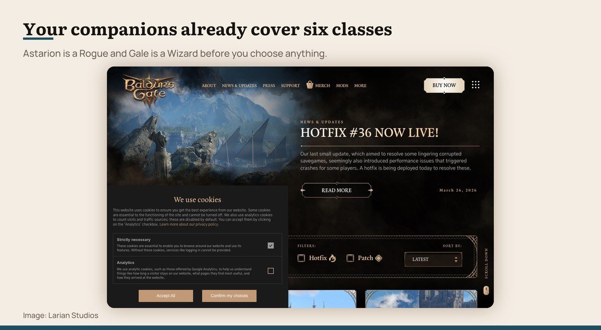 The Baldur’s Gate 3 news page on the official site