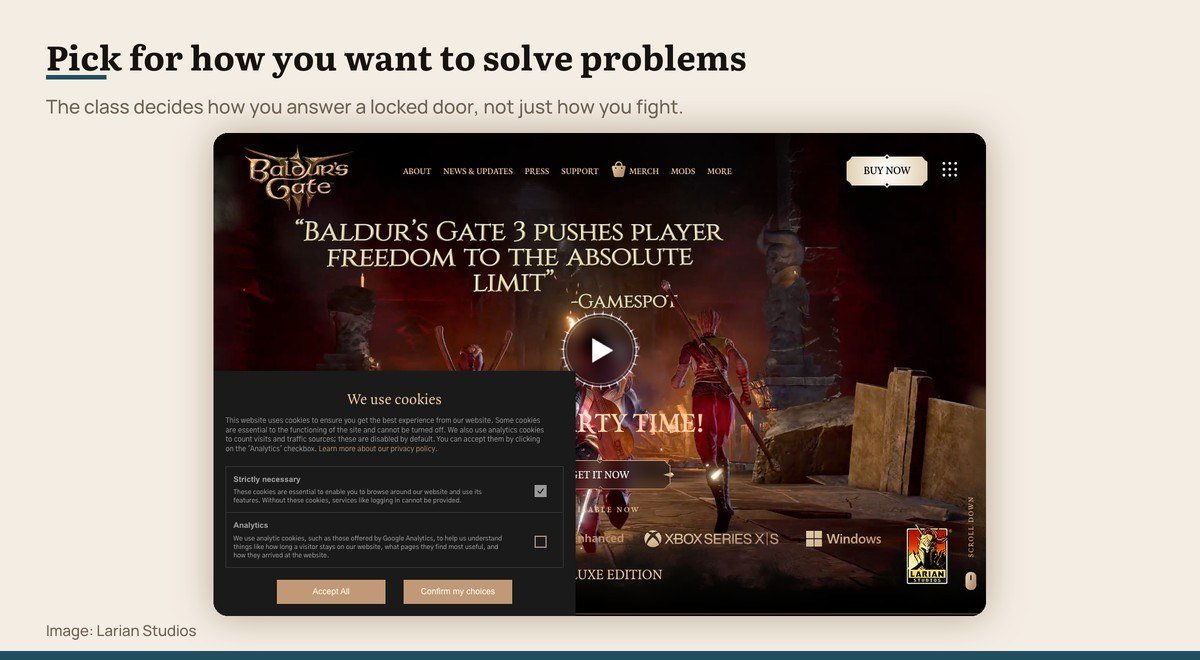 The official Baldur’s Gate 3 site showing the game’s companions