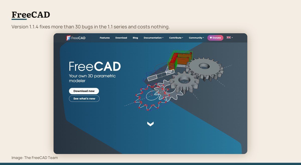 The FreeCAD download page showing the current stable version