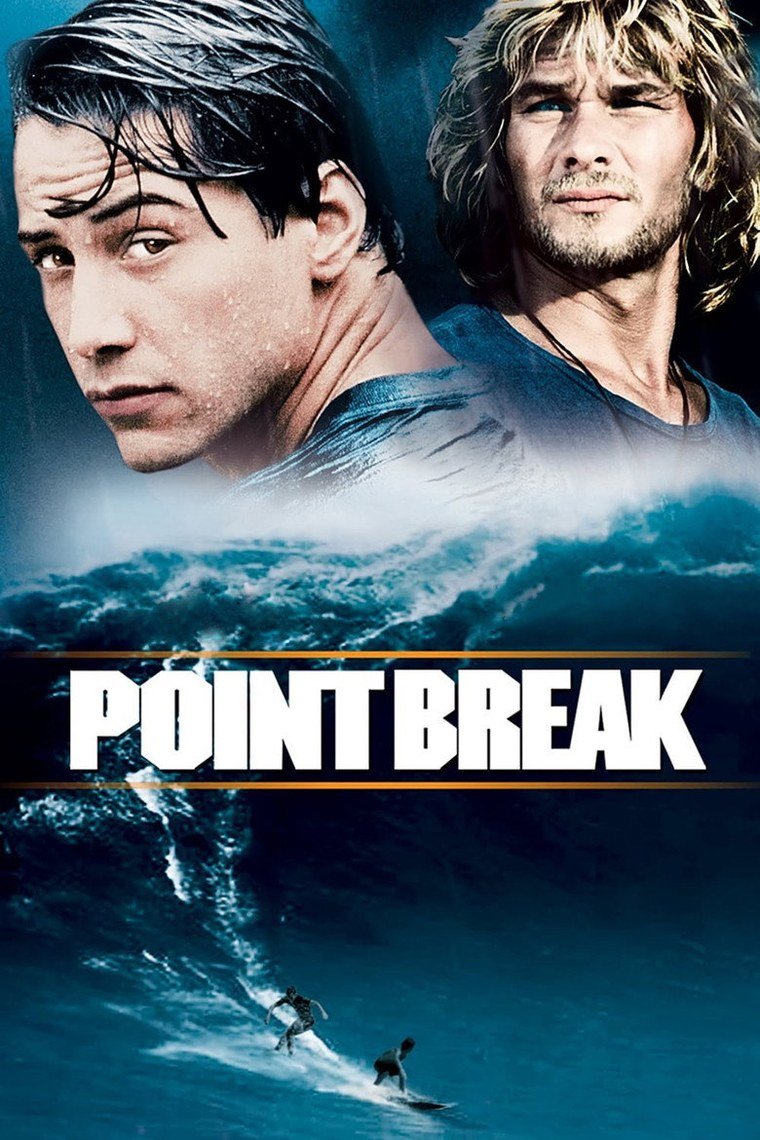 Point Break poster showing a surfer and an FBI agent against a breaking wave