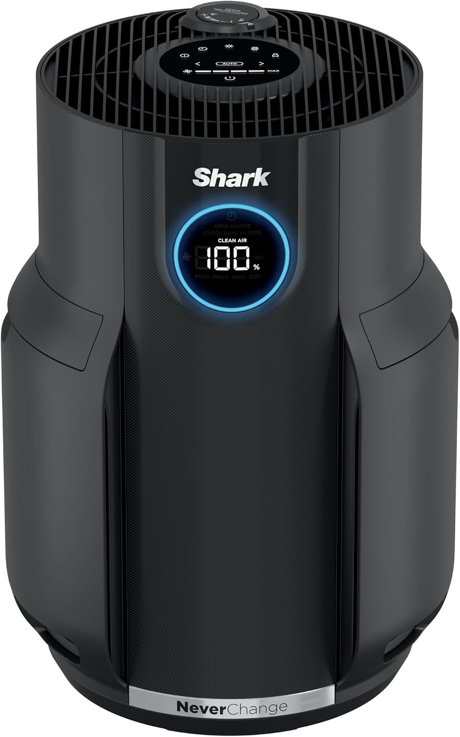 Shark NeverChange air purifier HP152 in charcoal with a circular air quality display