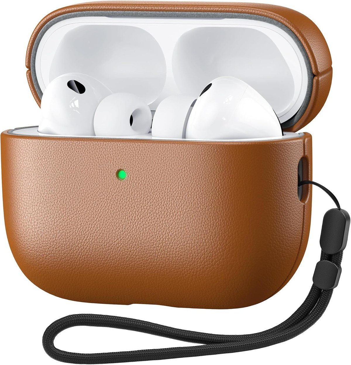DGege vegan leather AirPods Pro 3 case in brown with nylon strap