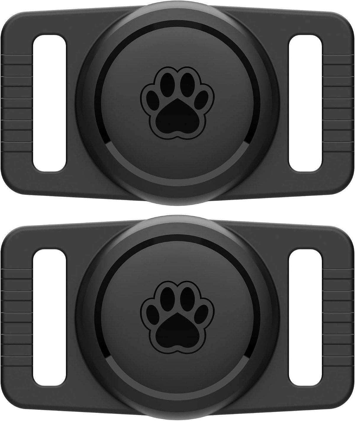 GOCII black silicone AirTag holder for a dog collar