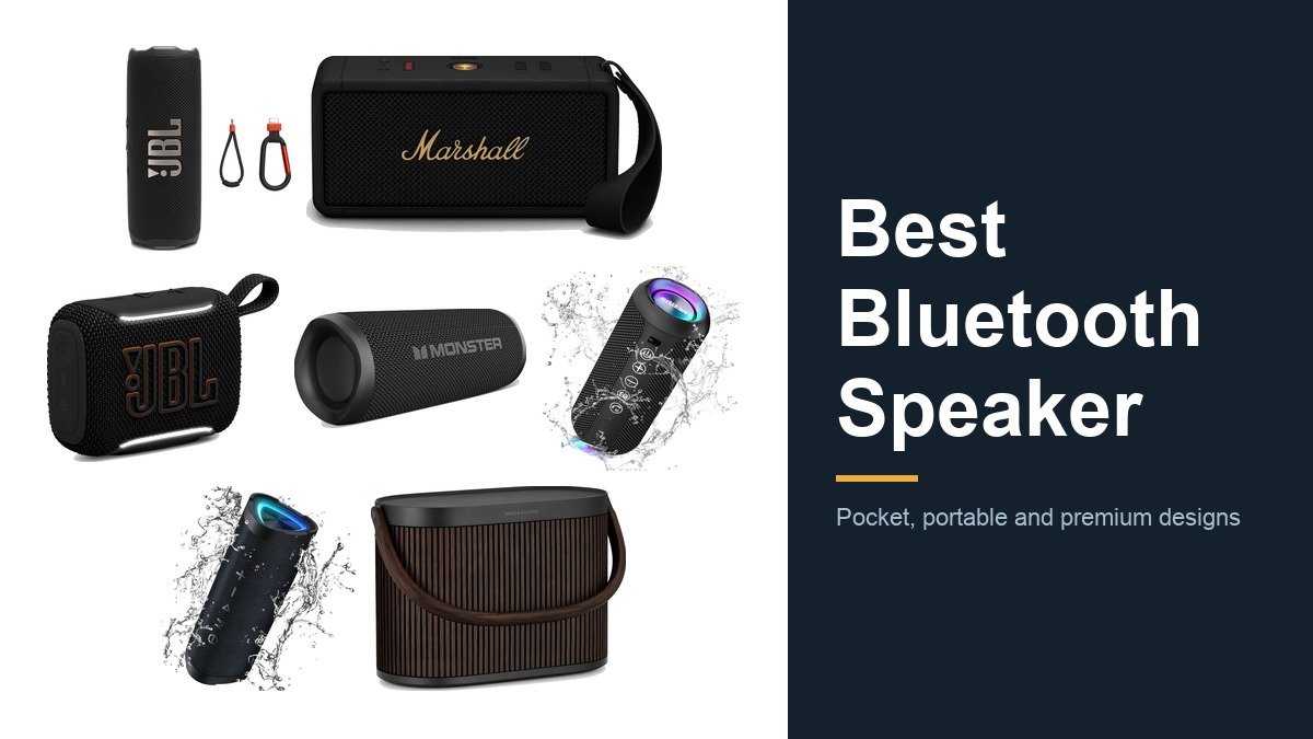 Best bluetooth speaker lineup: JBL Flip 7 and Go 5, Marshall Middleton, Monster, Ortizan and Bang and Olufsen speakers