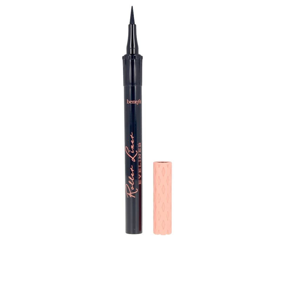 Benefit Roller Liner liquid eyeliner pen in navy and rose gold with its cap removed