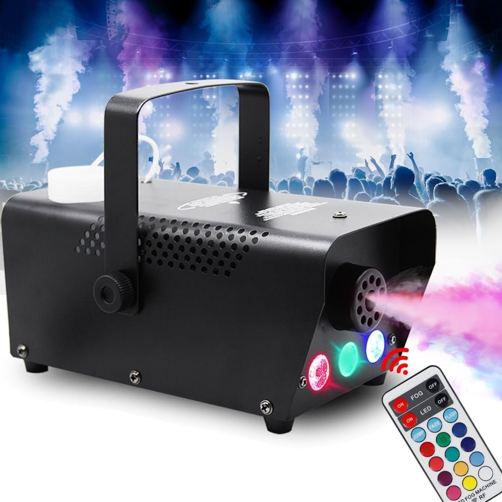 ATDAWN aluminium fog machine with RGB lighting and a removable bracket