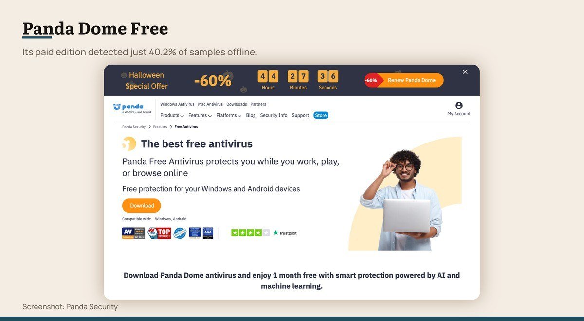Panda Dome Free shown on the Panda Security page