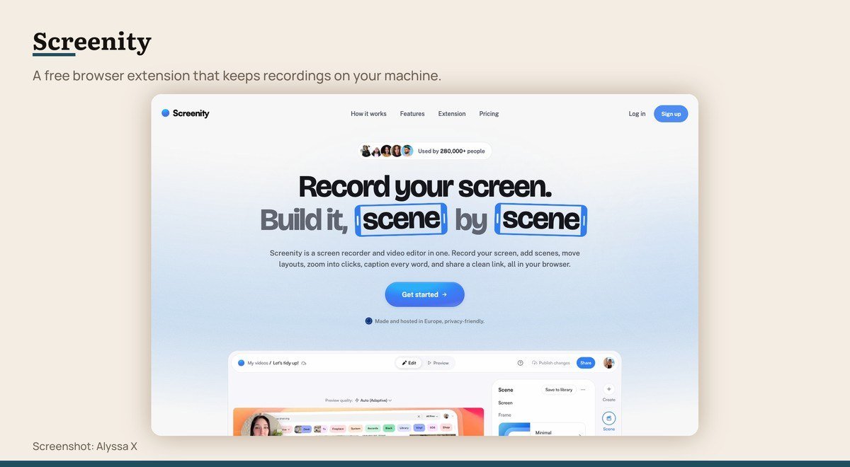 Screenity shown on the Alyssa X page