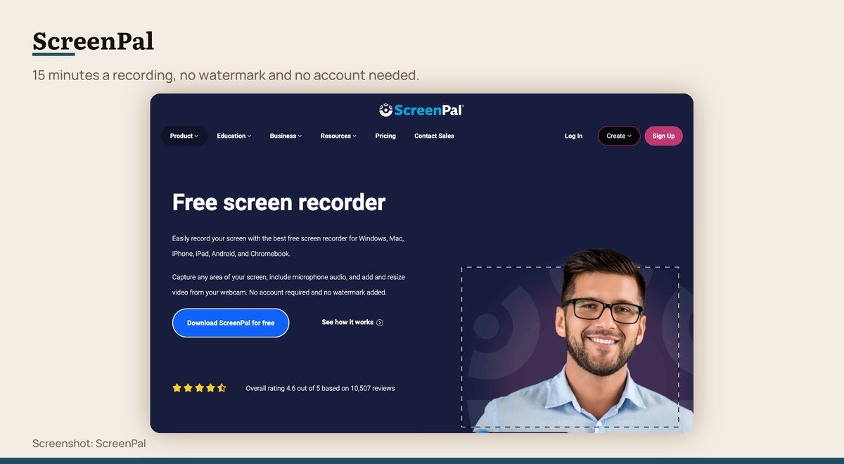 ScreenPal shown on the ScreenPal page