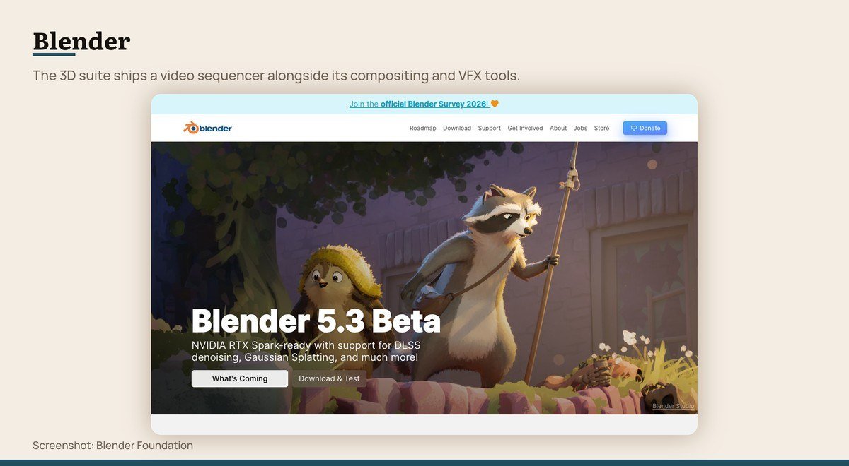 Blender shown on the developer page