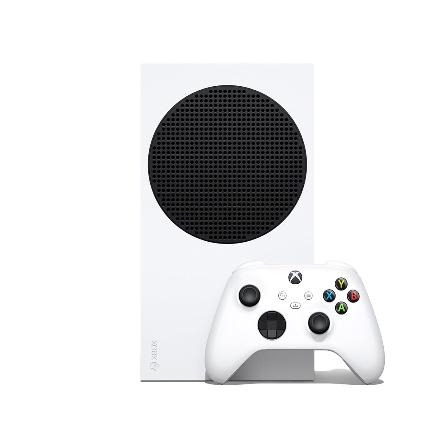 Xbox Series S 1TB in white with its wireless controller in front