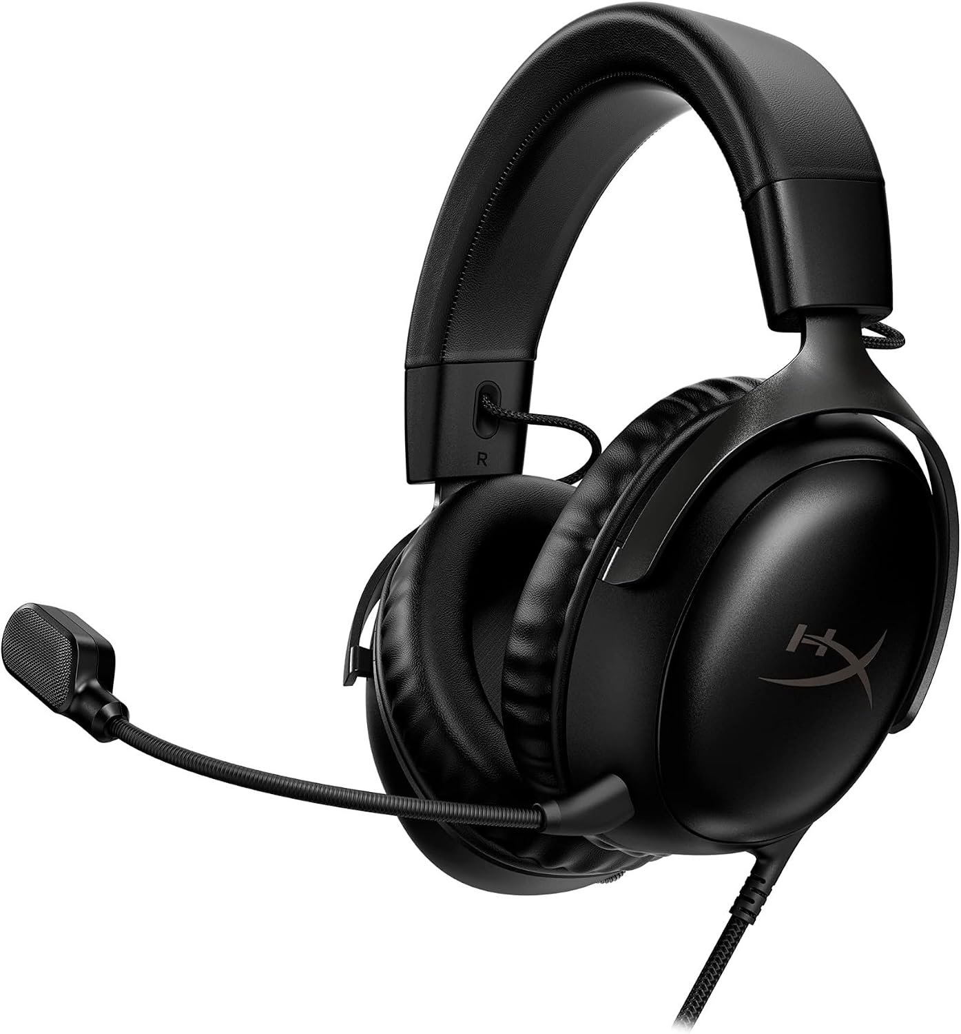 HyperX Cloud III wired gaming headset in black with an angled microphone boom
