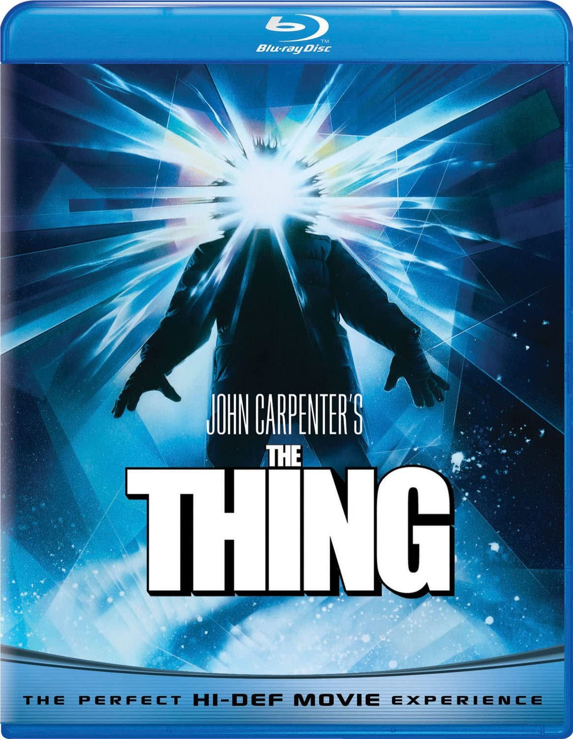 The Thing 1982 Blu-ray cover showing a hooded figure lit from below in blue