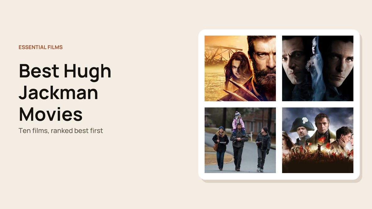 Best Hugh Jackman Movies headline beside stills from Hugh Jackman films