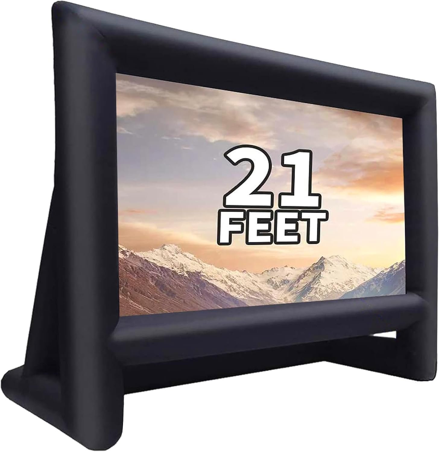 GYUEM 21 foot inflatable movie screen standing on a lawn at dusk