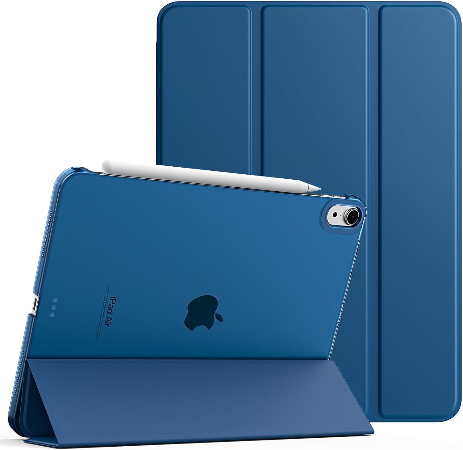 TiMOVO iPad Air case in abyss blue with a frosted translucent back shell