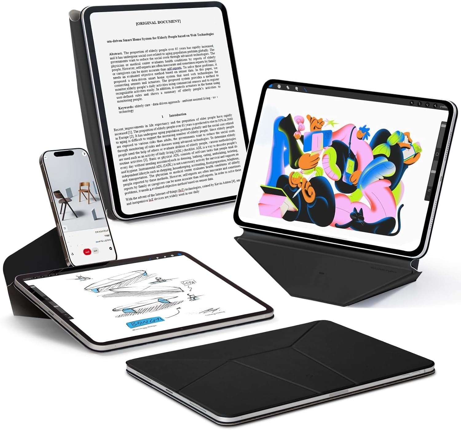 MOFT Dynamic Folio for the iPad Pro folded into its raised floating workstation position