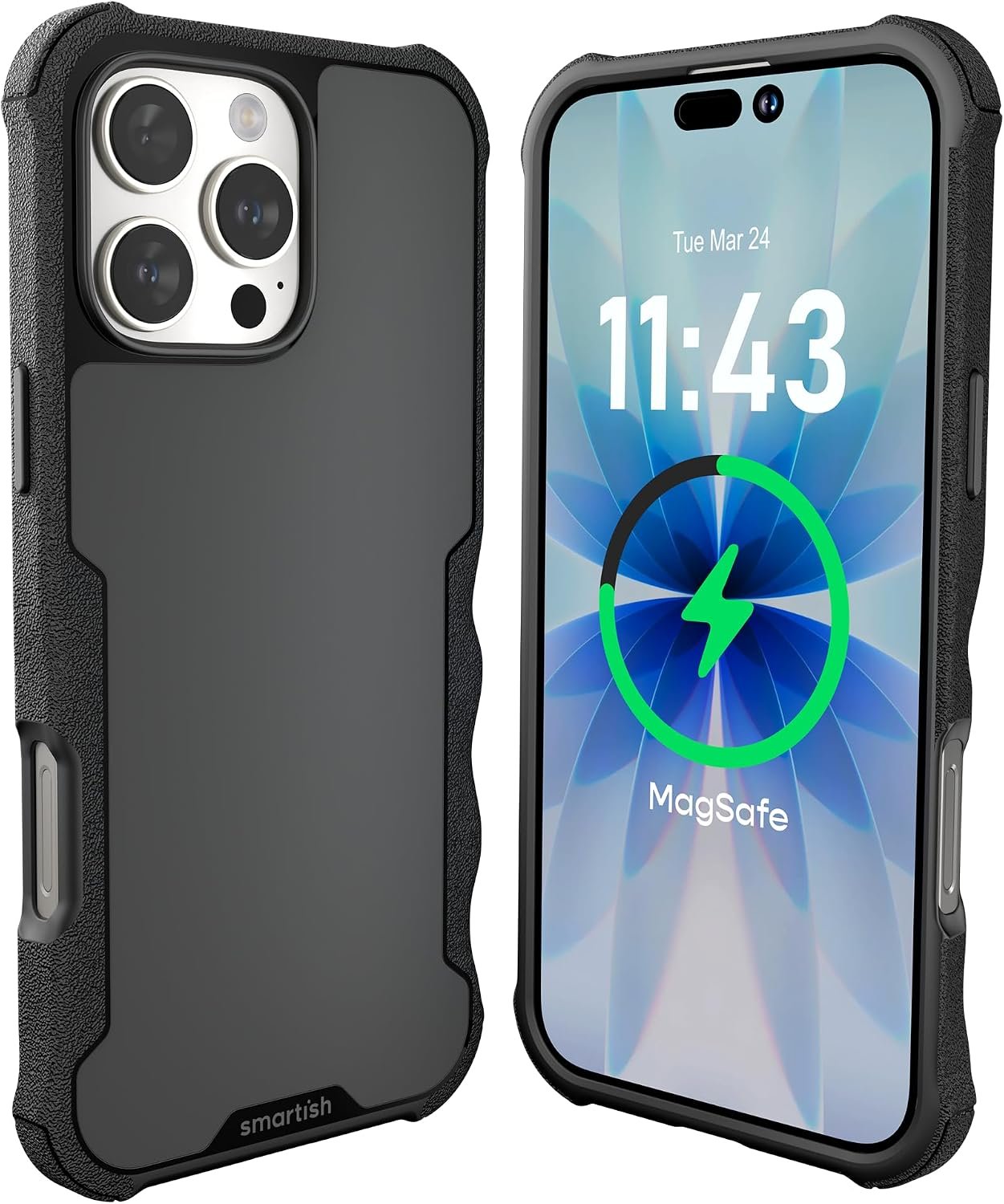 Smartish Gripzilla iPhone 16 Pro Max case in black with finger grooves along the sides
