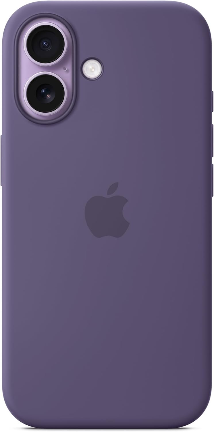 Apple iPhone 17 Silicone Case with MagSafe shown from the back in a plain colour