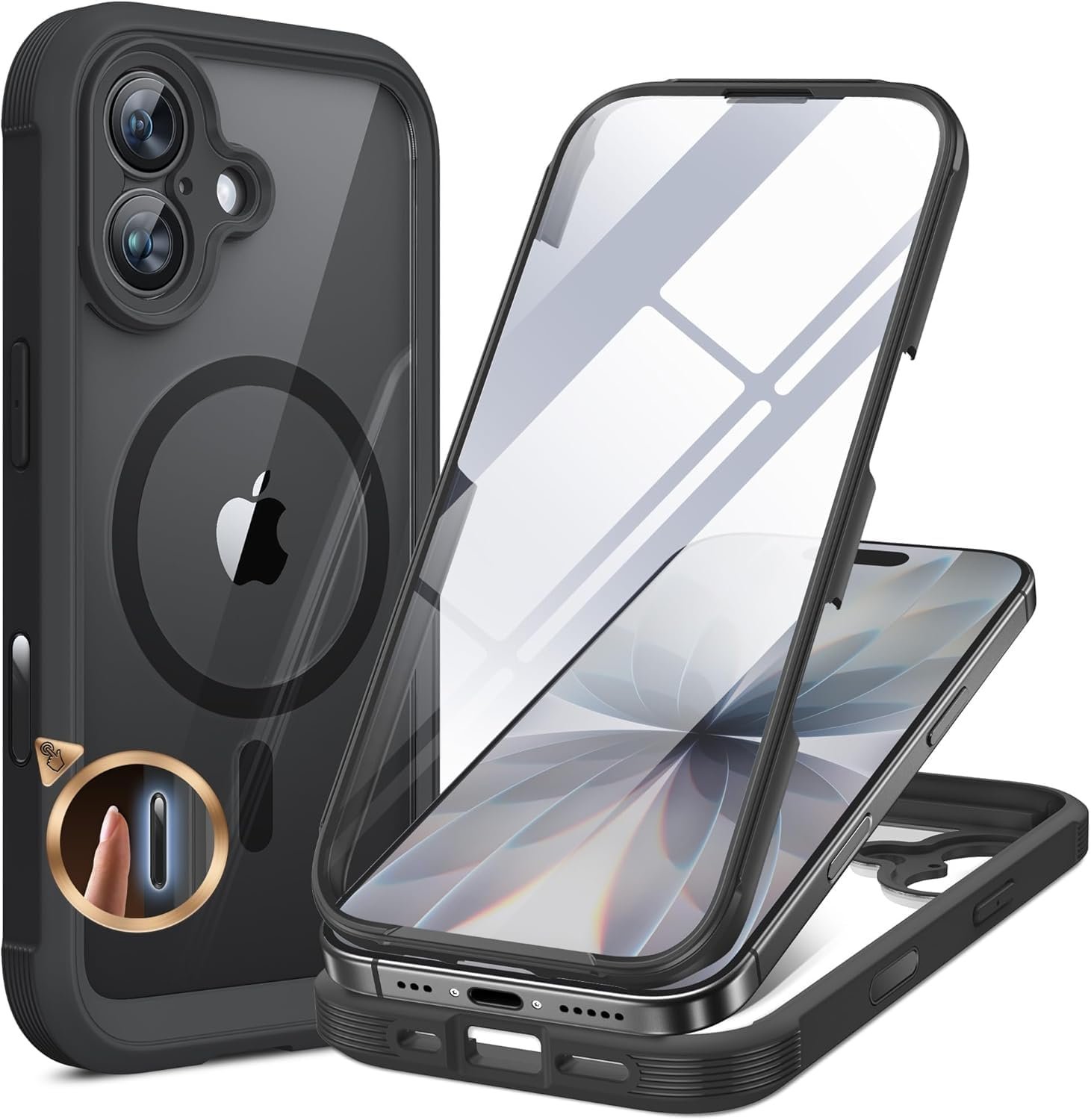 Miracase full-body iPhone 17 case with a built-in screen cover and clear back