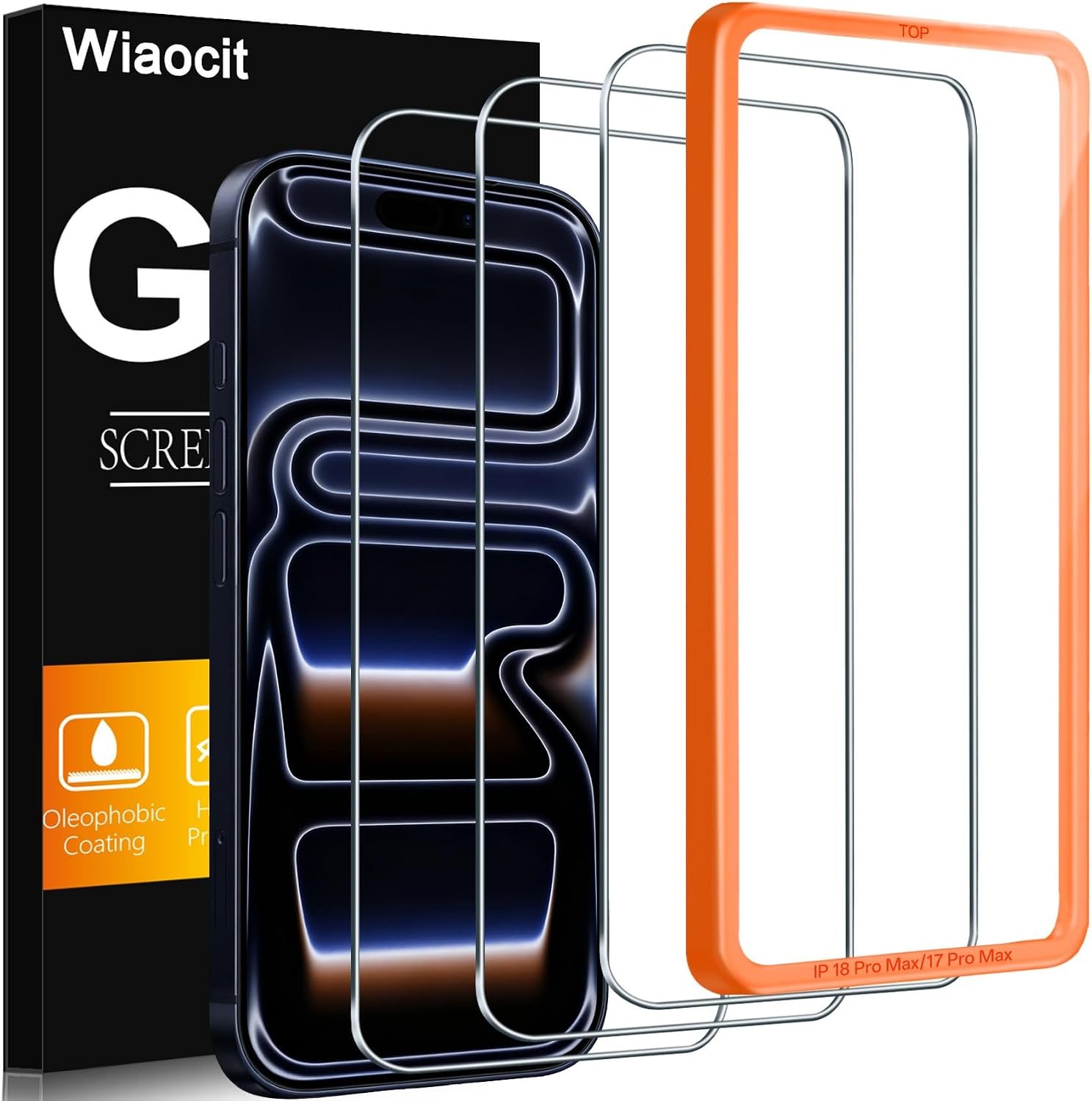 Wiaocit three pack of iPhone 17 Pro Max screen protectors with camera lens films