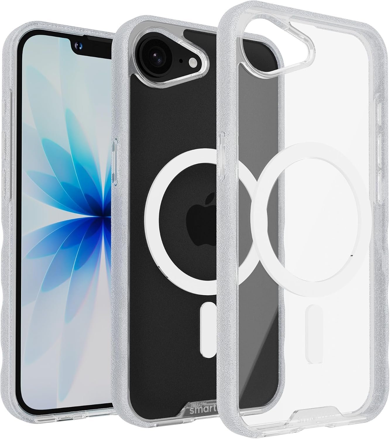 Smartish Gripmunk clear case for the iPhone 17e showing its textured sides and finger grooves