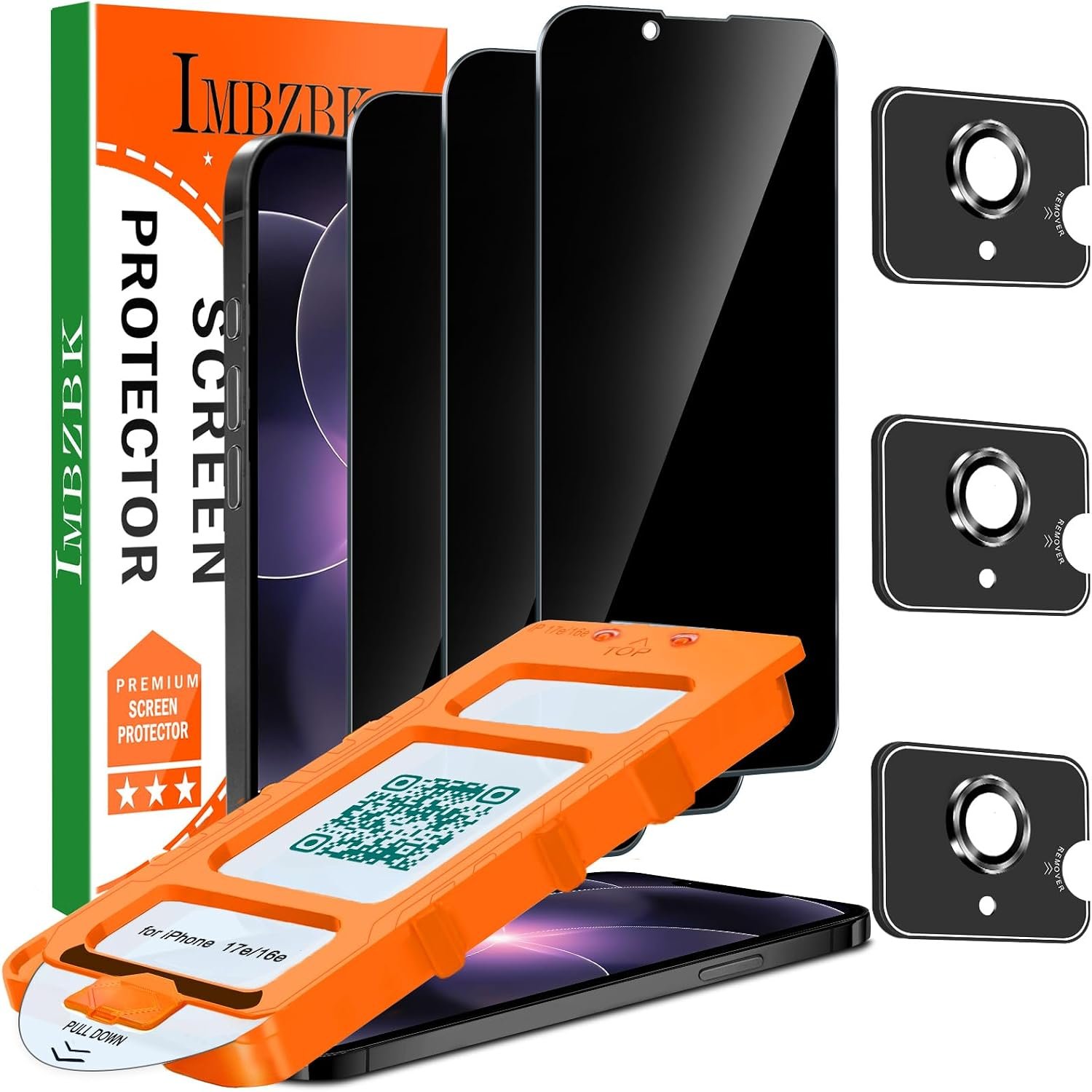 IMBZBK privacy screen protectors and camera lens films for the iPhone 17e