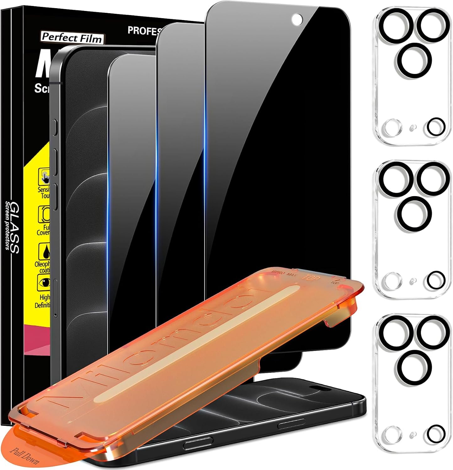Milomdoi privacy screen protector for the iPhone 18 Pro Max with a 3D curved black edge