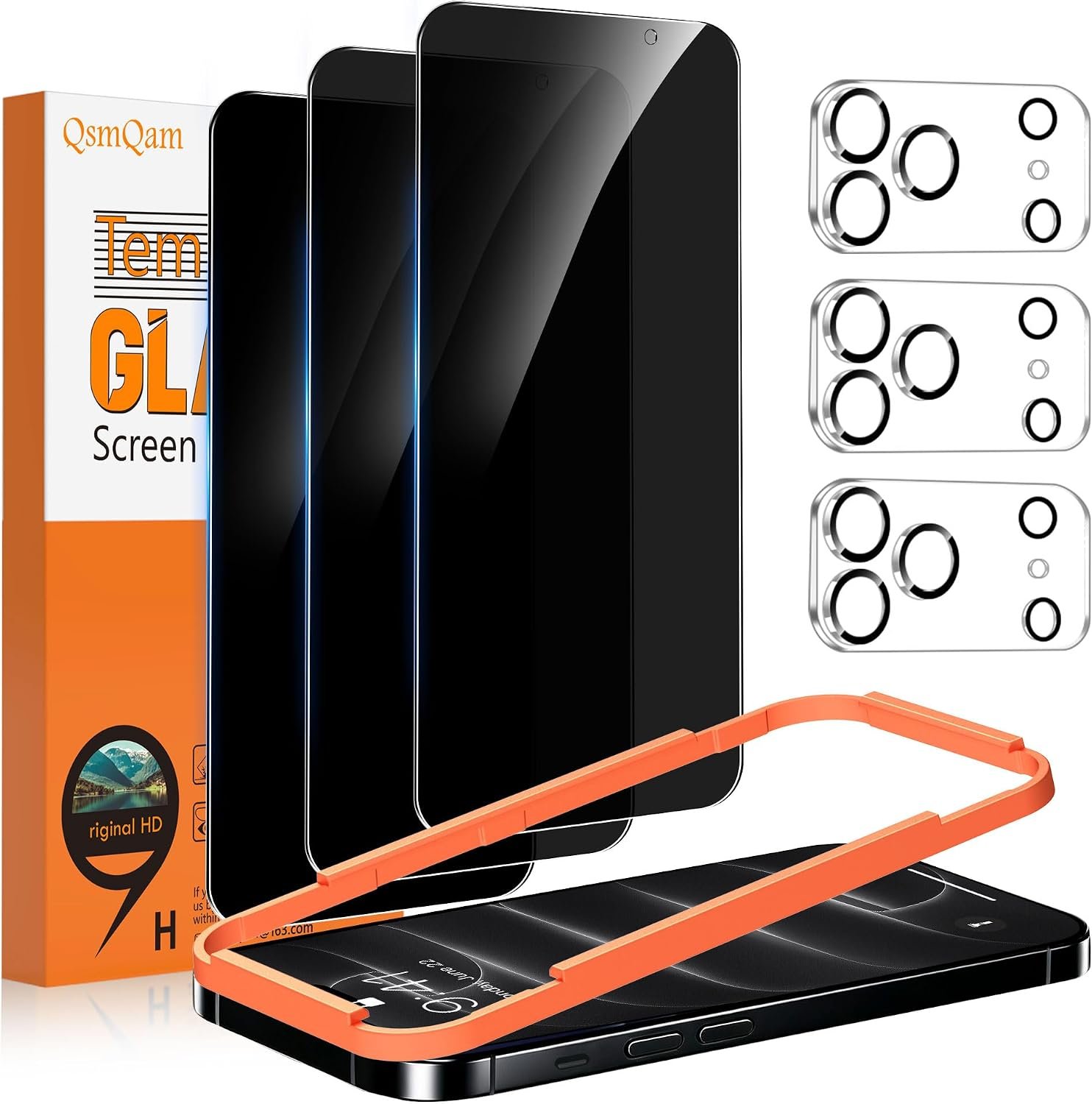 QsmQam three privacy screen protectors and three camera lens films for the iPhone 18 Pro Max