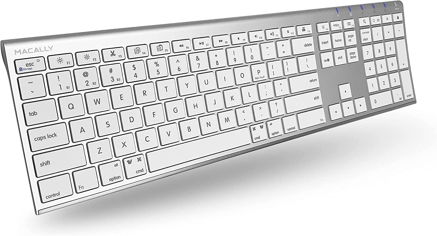 Macally full size Bluetooth keyboard for Mac with a number pad and shortcut keys
