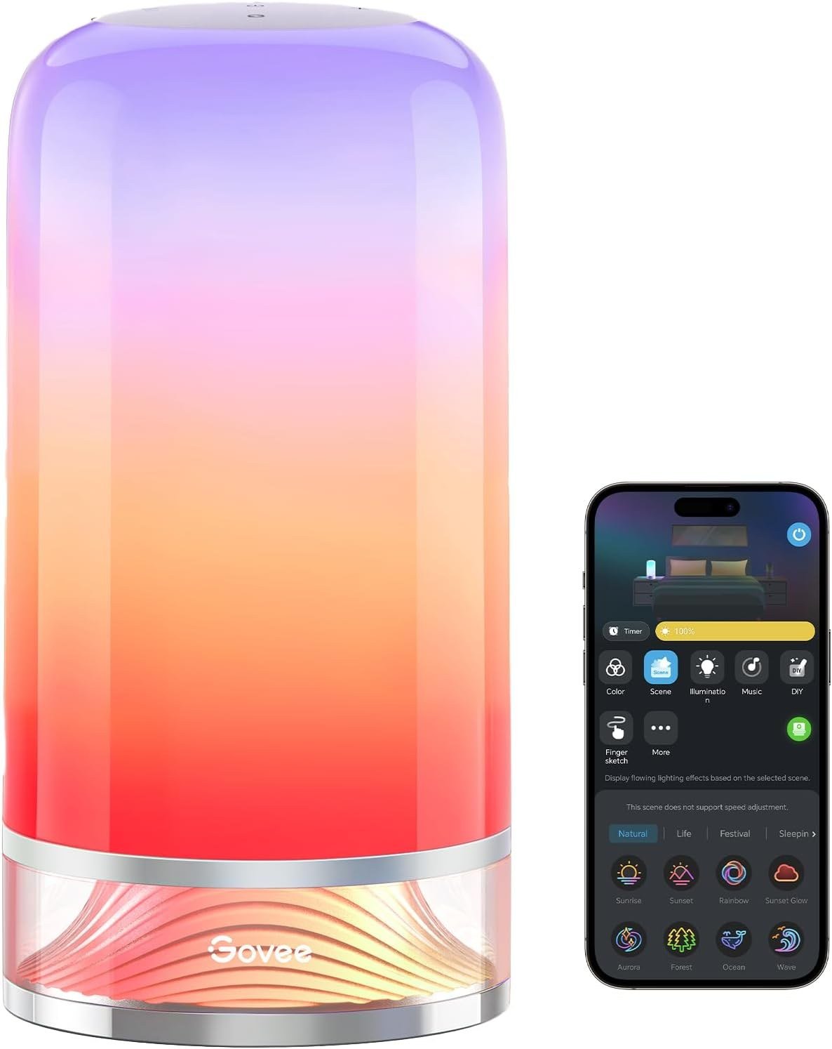 Govee RGBIC Smart Table Lamp 2 glowing in color