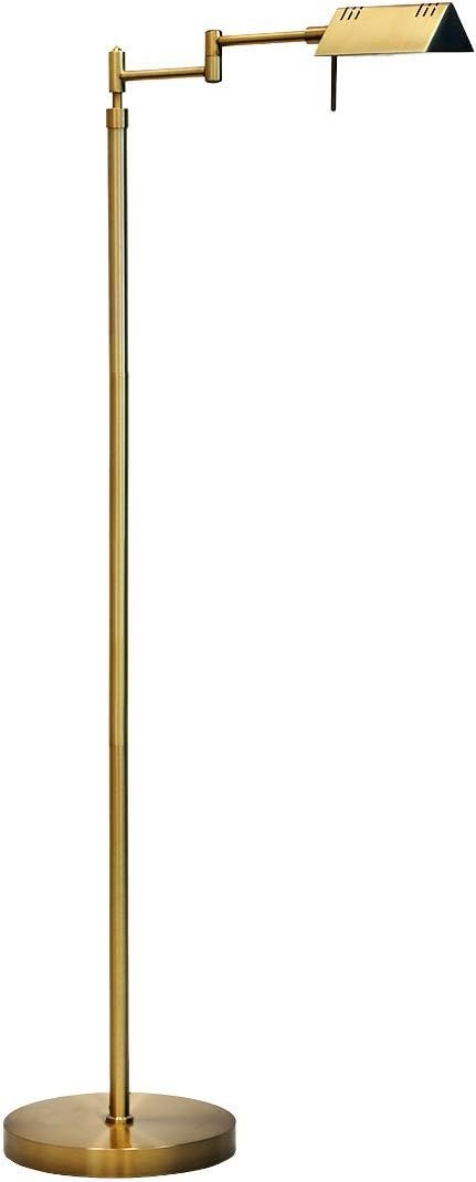 O'Bright Brook antique brass pharmacy floor lamp with a swing arm
