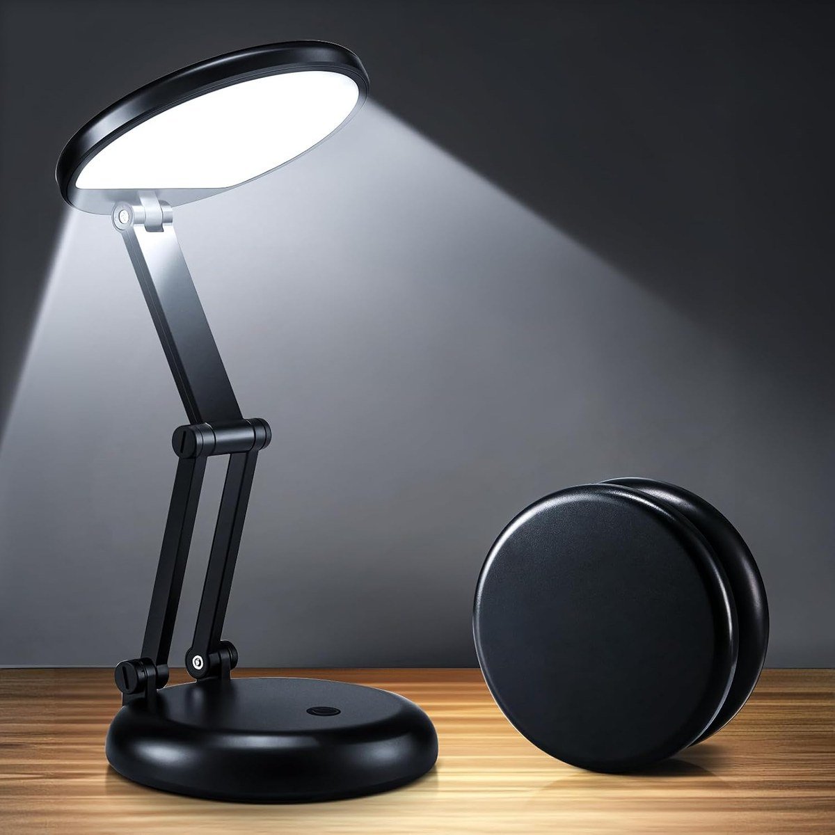One Fire black cordless rechargeable desk lamp